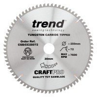 Trend CSB/CC25072 Craft Saw Blade Crosscut 250mm x 72 teeth x 30mm £27.99